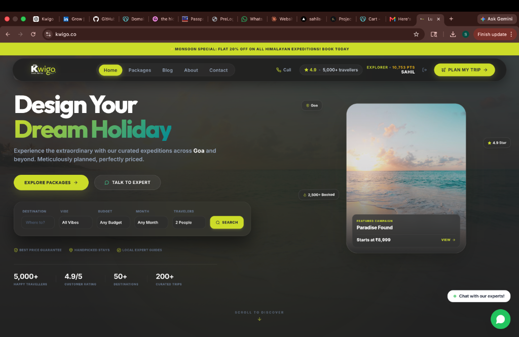 Kwigo.co — Travel Platform Screenshot