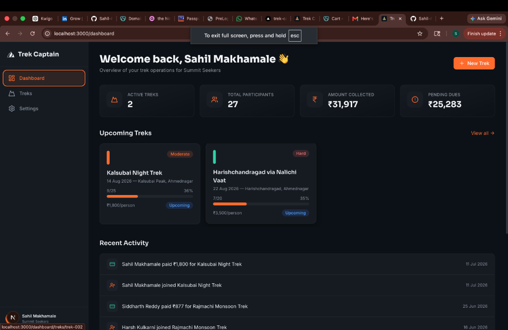 Trek Captain — Group Trek Management Dashboard